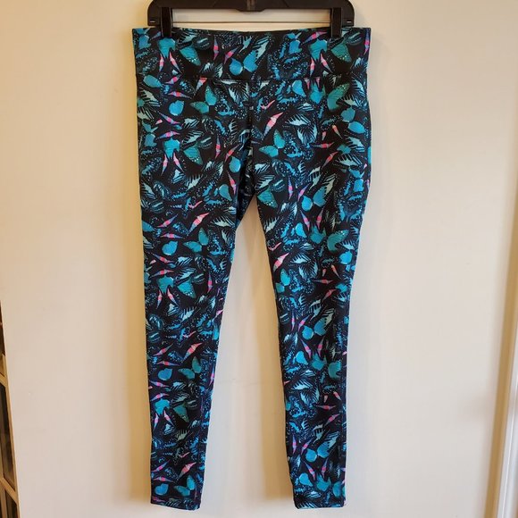 Mossimo Black Blue Butterfly Leggings 